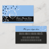 美しいサロンフローラスクロール葉黒青 名刺 (正面/裏面)