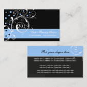 美しいサロンフローラスクロール葉黒青 名刺 (正面/裏面)