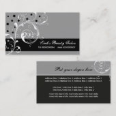 美しいサロンフローラスクロール葉黒、灰色 名刺 (正面/裏面)