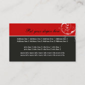 美しいサロンフローラスクロール葉黒、赤 名刺 (裏面)