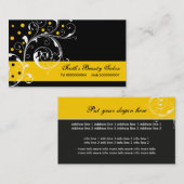 美しいサロンフローラスクロール葉黒、黄色 名刺 (正面/裏面)