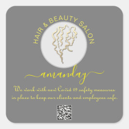 美しいサロンヘアコービッドリニューアルロゴヘアQRコードS スクエアシール