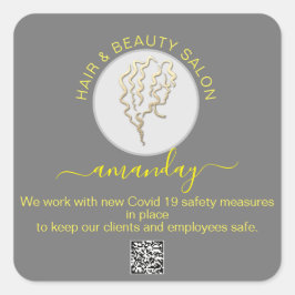 美しいサロンヘアコービッドリニューアルロゴヘアQRコードS スクエアシール