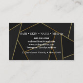 美しいサロンヘアメイクアップアーティストバラ金ゴールドブラック 名刺 (裏面)