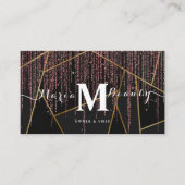 美しいサロンヘアメイクアップアーティストバラ金ゴールドブラック 名刺 (正面)