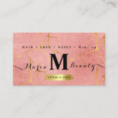 美しいサロンヘアメイクアップアーティストバラ金ゴールド 名刺 (正面)