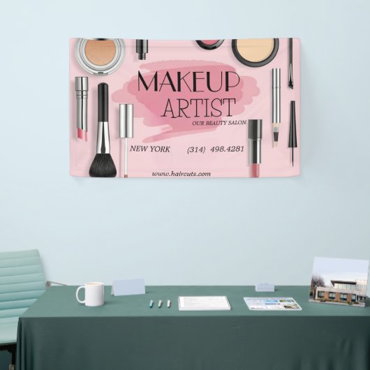 美しいサロンヘアーカットのシザーメイクアップアーティストモダン 横断幕 (トレードショー)