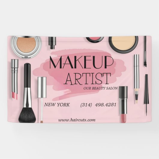 美しいサロンヘアーカットのシザーメイクアップアーティストモダン 横断幕 (横)