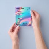 美しいサロンホログラフィックエステティシャン追加ロゴ チラシ (手)