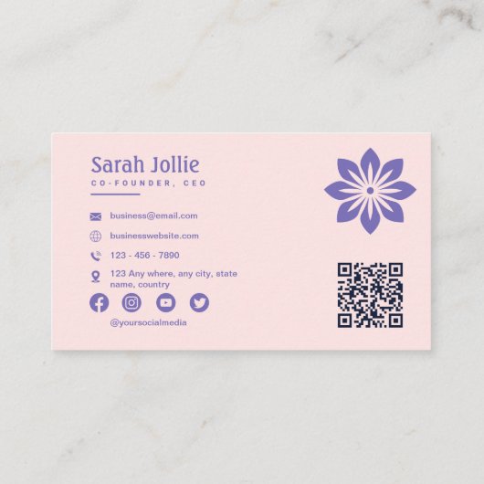 美しいサロンミニマリストスキャン可能QRコード 名刺 (裏面)