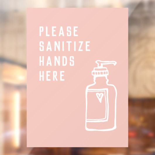 美しいサロンミニマリストピンク、手をここで清める ウィンドウサイン (シート2)