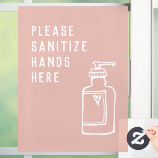 美しいサロンミニマリストピンク、手をここで清める ウィンドウサイン (ホーム)