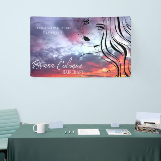 美しいサロンメイクアップアーティストのヘアスタイリストエステティシャン 横断幕 (トレードショー)