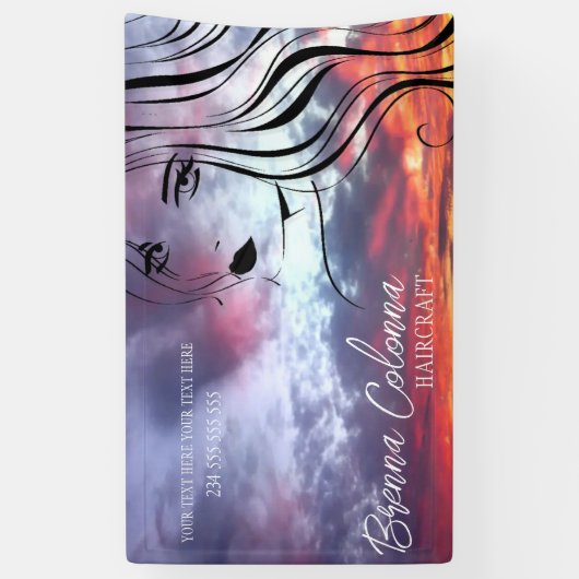 美しいサロンメイクアップアーティストのヘアスタイリストエステティシャン 横断幕 (縦)