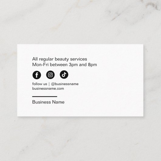 美しいサロンメイクアップアーティストバラ金ゴールド大理石 名刺 (裏面)