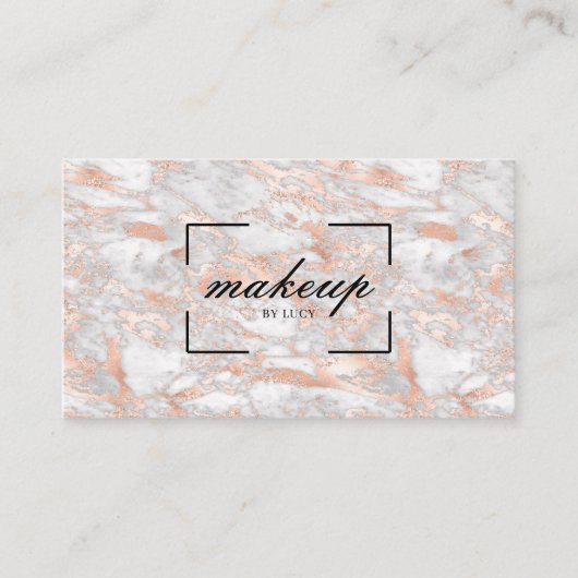  美しいサロンメイクアップアーティストバラ金ゴールド大理石  名刺 (正面)