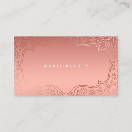 美しいサロンメイクアップアーティストバラ金ゴールド情報 名刺 (裏面)