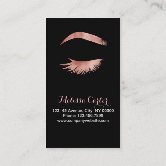 美しいサロンメイクアップアーティストブローズLash Extensions 名刺 (裏面)