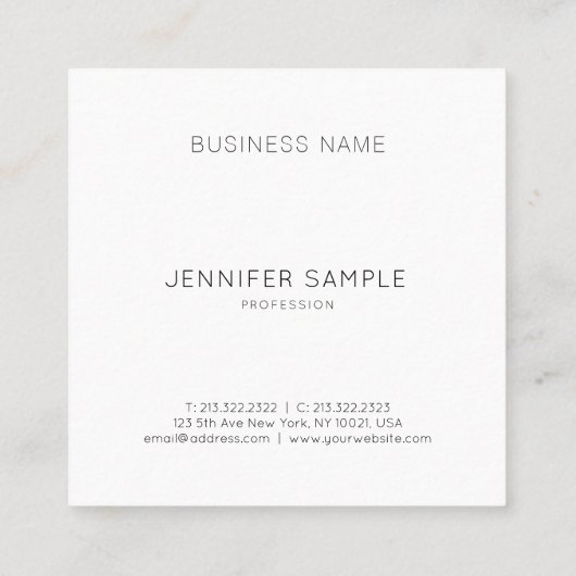 美しいサロンメイクアップアーティストラエレガントインモダンプレーン スクエア名刺 (裏面)