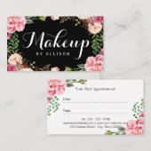 美しいサロンメイクアップスクリプトフローラアポイントメントカード 予約カード (正面/裏面)