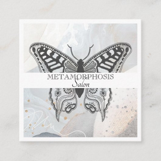 美しいサロンメイクアップ毛変換バタフライ スクエア名刺 (正面)