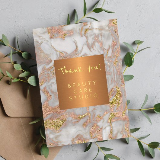 美しいサロンメタリック銅グレー大理石ユーザ サンキューカード