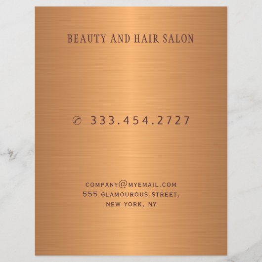 美しいサロンモダンサービスのメニュー販売促進チラシ (裏面)