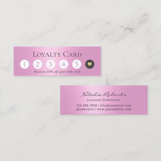 美しいサロンモダンピンクガーリーロイヤリティ ロイヤリティカード (正面/裏面)
