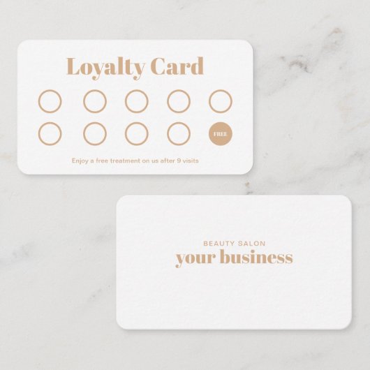 美しいサロンロイヤリティカードシンプル金ゴールド白 ロイヤリティカード (正面/裏面)