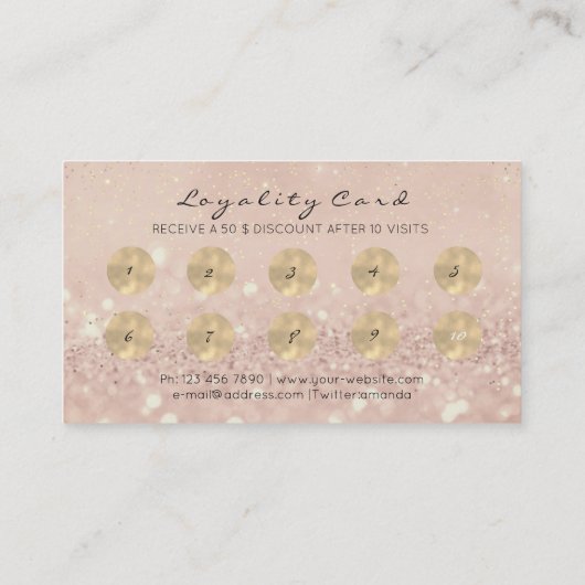 美しいサロンロイヤリティカードメイクアップアーティストラッシュ10 ロイヤリティカード (裏面)