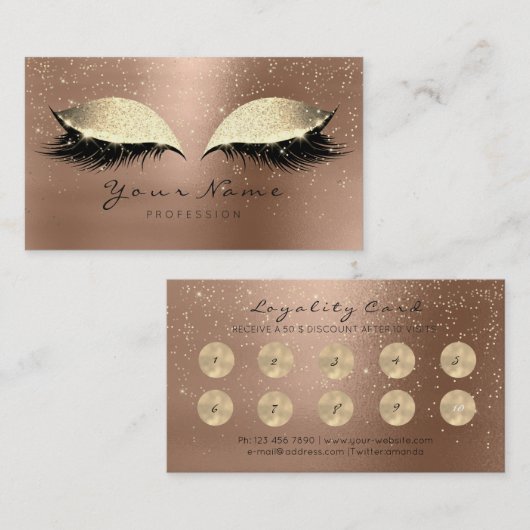 美しいサロンロイヤリティカードメイクアップスキニーラッシュ10 ロイヤリティカード (正面/裏面)