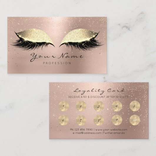 美しいサロンロイヤリティカード化粧コーヒーフラッシュ10 ロイヤリティカード (正面/裏面)