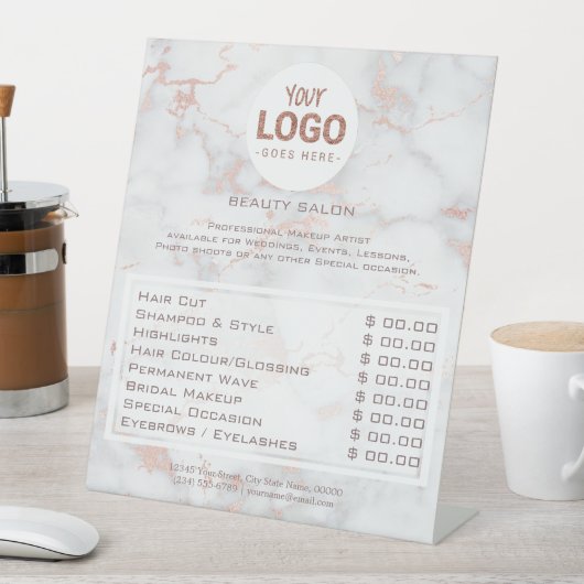 美しいサロンロゴの価格表 台座サイン (インサイチュ)