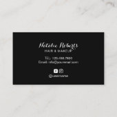 美しいサロンロゴブラックフローラストライプ ロイヤリティカード (裏面)