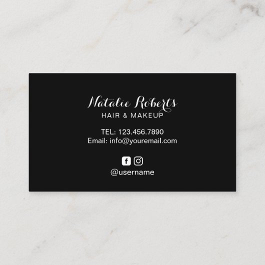 美しいサロンロゴブラックフローラストライプ ロイヤリティカード (裏面)