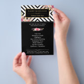 美しいサロンヴィンテージフローラストライプ白黒 チラシ (ハンドル)