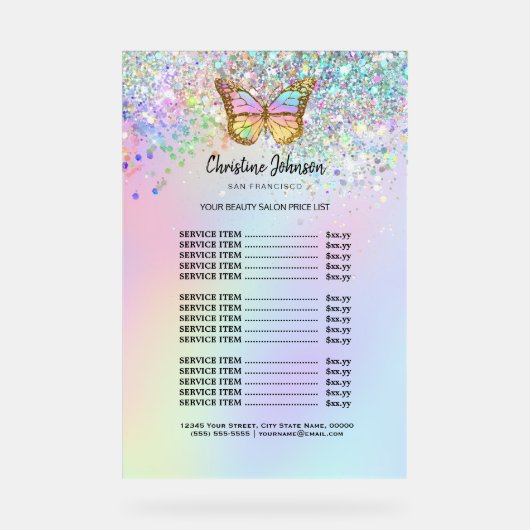 美しいサロン価格表 アクリルサイン (正面)