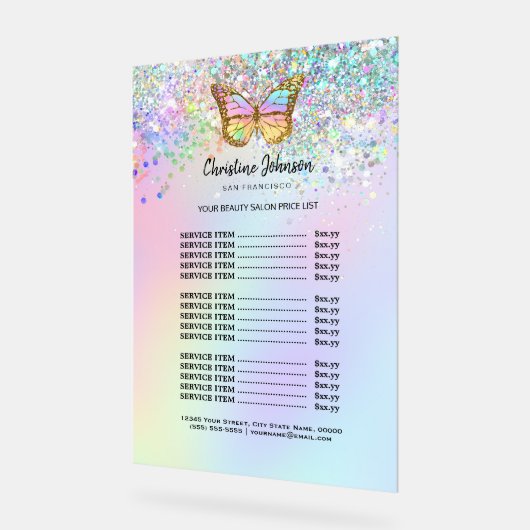 美しいサロン価格表 アクリルサイン (傾斜)