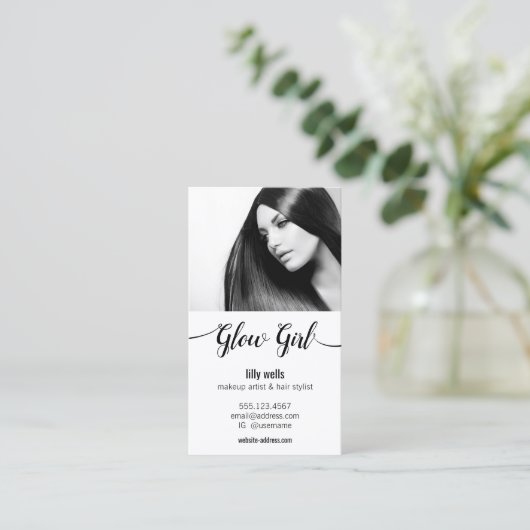 美しいサロン写真書道タイポグラフィ 名刺 (スタンド正面)
