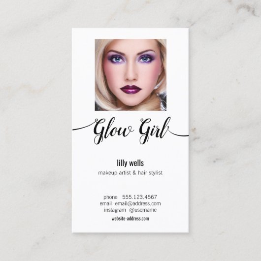 美しいサロン写真書道タイポグラフィ 名刺 (正面)