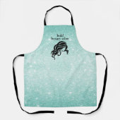 美しいサロン名アクアブルーグリッター+ブラックスタッフ エプロン (正面)