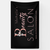 美しいサロン名ピンクフローラグリッターグラムブラック 横断幕 (縦)