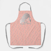 美しいサロン名ピンク&シルバークリッパーズスタッフ エプロン (正面)