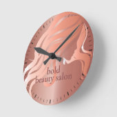 美しいサロン名前をカスタムするバラ金ゴールド金属壁 ラウンド壁時計 (傾斜)