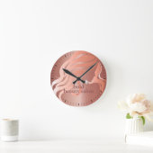 美しいサロン名前をカスタムするバラ金ゴールド金属壁 ラウンド壁時計 (ホーム)