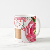 美しいサロン名金ゴールド銅水色フローラ コーヒーマグカップ (正面右)