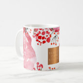 美しいサロン名金ゴールド銅水色フローラ コーヒーマグカップ (正面左)