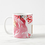 美しいサロン名金ゴールド銅水色フローラ コーヒーマグカップ (左)