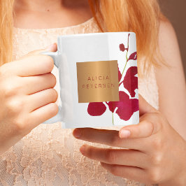 美しいサロン名glam銅水カラー開花 コーヒーマグカップ