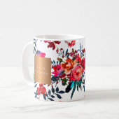 美しいサロン名glam銅水彩花 コーヒーマグカップ (正面左)